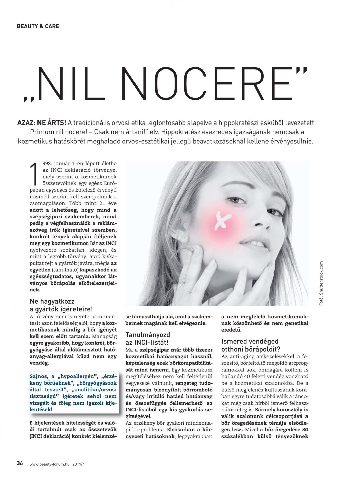 “Nil cocere” / Fazekas Zsuzsanna / Beauty Forum, 2019/04