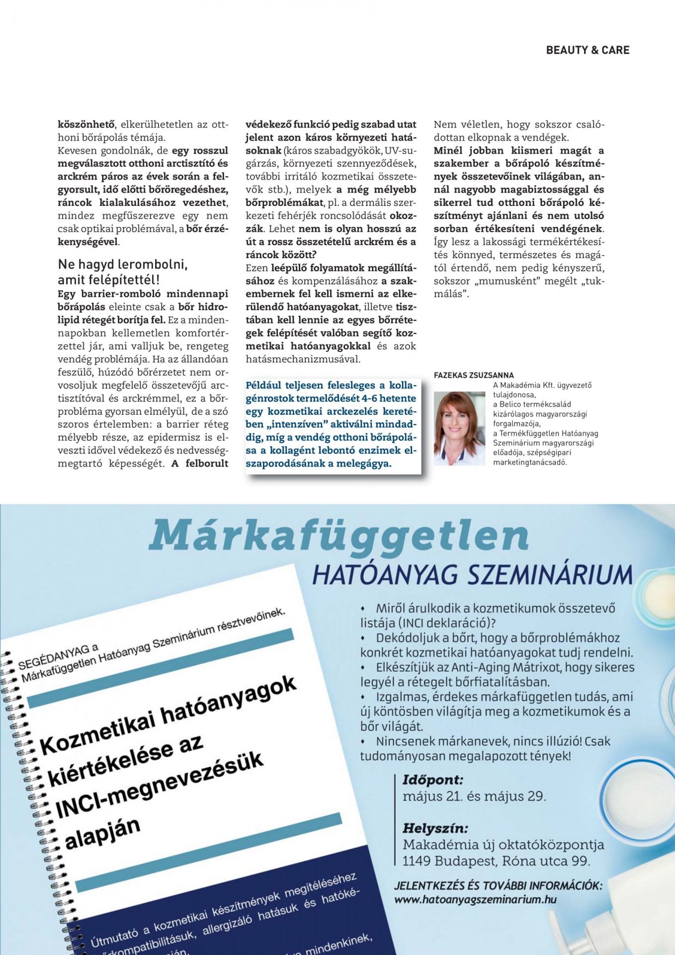 “Nil cocere” / Fazekas Zsuzsanna / Beauty Forum, 2019/04